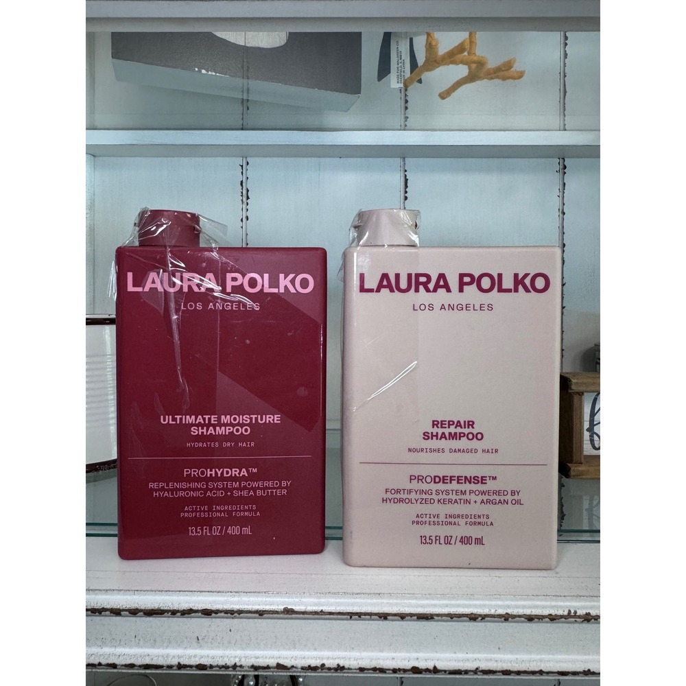 Laura Polko Los Angeles Ultimate Moisture & Repair Shampoo Duo 13.5oz Set NEW